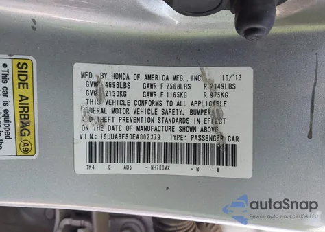 2014 Acura Tl 3.5 z USA, uszkodzony, nr VIN 19UUA8F50EA002379